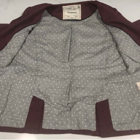 Anthropologie Cartonnier Cornerstone burgundy blazer Sz Sm - Picture 4 of 12